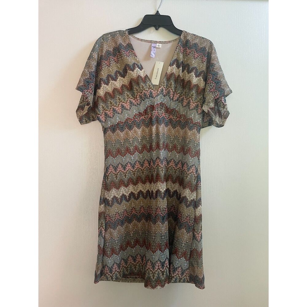 Alya Francesca's Women's Floral Layered Short Sleeve Mini Dress Large L